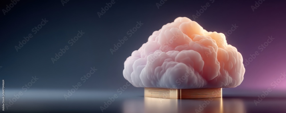 Poster abstract 3d rendering of a cloud over a server with soft lighting