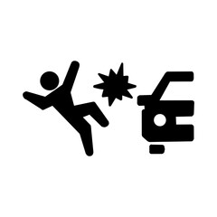 【Safety Icons – Warning】「車と歩行者の衝突事故アイコン（衝撃付き） / Car and Pedestrian Collision Icon with Impact」