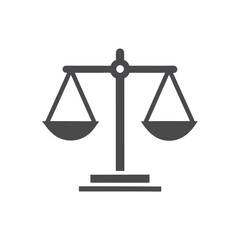 Justice Balance Scales Silhouette Gray Flat Icon on White Background