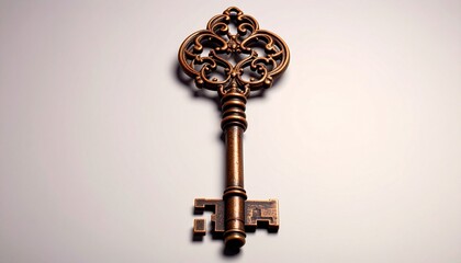 old rusty key on black background