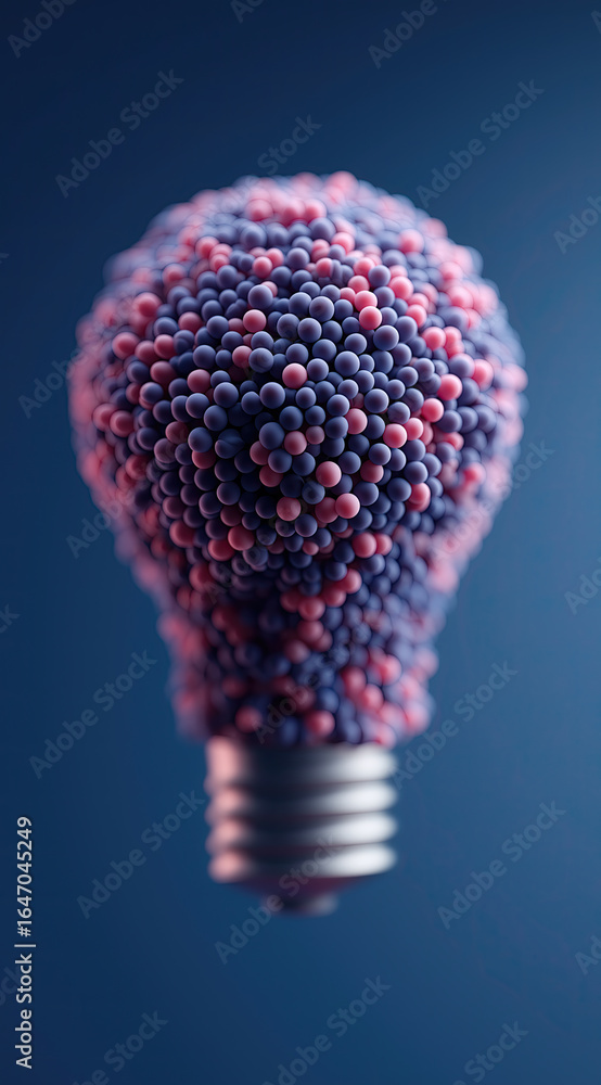 Aufkleber a lightbulb form entirely composed of colorful spherical particles.