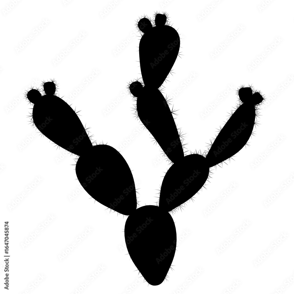 Poster a black cactus silhouette stands boldly against a clean white background with sharp contrast, highli