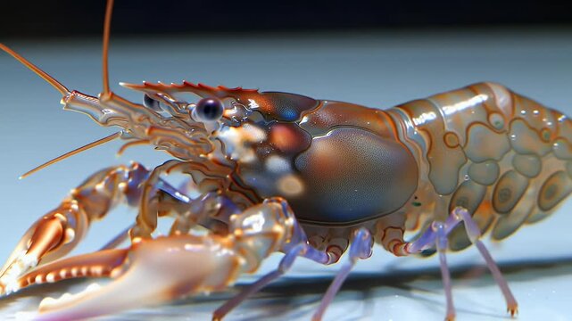 Vibrant Freshwater Crayfish Close-Up with Detailed Carapace and Claws