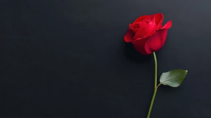 Elegant Red Rose on Dark Background for Romantic Occasions