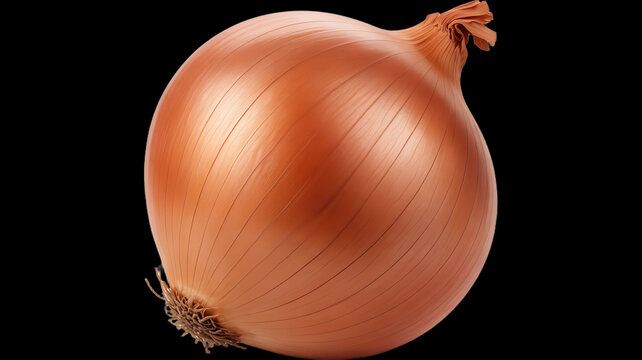 Fresh Onion with Smooth Skin on Black Background