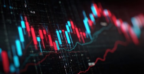 Abstract display of financial data with dynamic candlestick chart