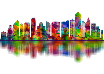 Obraz premium San Diego California Skyline. Cityscape Skyscraper Buildings Landscape City Downtown Abstract Art