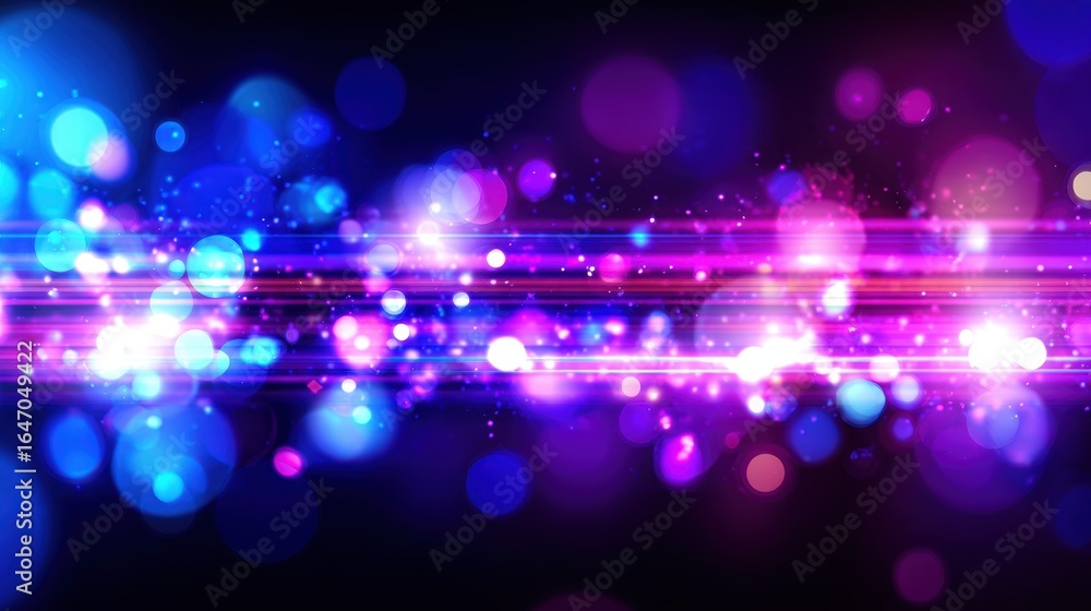 Poster vibrant abstract background with colorful bokeh lights and streaks, creating a dynamic visual effect