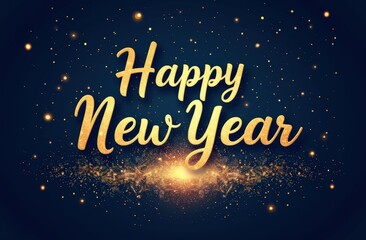 Happy new year celebration with golden sparks and festive glow
