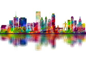 Obraz premium Tulsa Oklahoma Skyline. Cityscape Skyscraper Buildings Landscape City Downtown Abstract Art