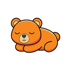 Obraz premium Adorable Sleeping Bear Cartoon Illustration Calm and Peaceful Animal with Closed Eyes Lying Down