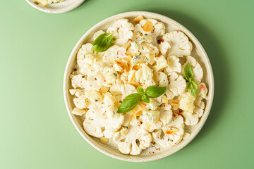 fresh cauliflower salad with cheese