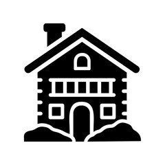 Alpine chalet icon for snowy mountain cabin and winter holiday accommodation
