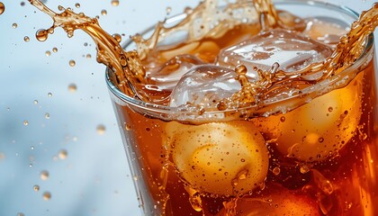 Iced Cola Splash; Refreshing Drink Photo - Close-up photography