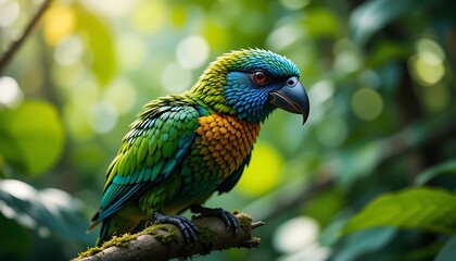 Obraz premium Vibrant Parrot in Lush Rainforest - Vibrant Colors