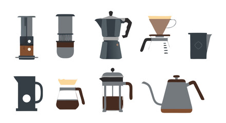 Variety of modern coffee brewing methods for coffee lovers, brewers, cafes, restaurants, and coffee shops