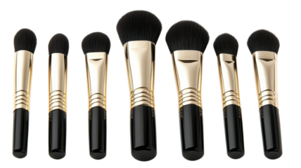 A neatly arranged set of makeup brushes in various sizes and shapes for effective application