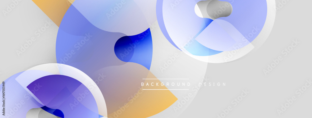 Poster abstract shapes overlap, creating dynamic composition. soft blue, yellow hues dominate design. moder