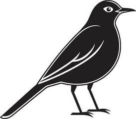 Obraz premium Silhouette of a Blackbird on a White Background
