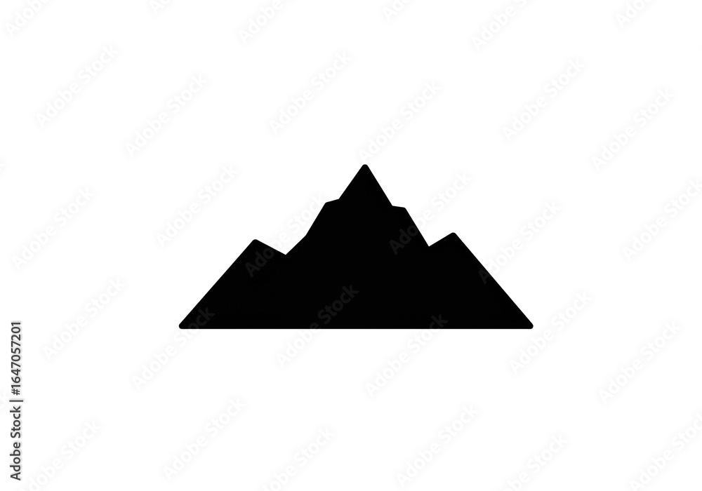 Poster a silhouette of a mountain range with three peaks against a white background image view