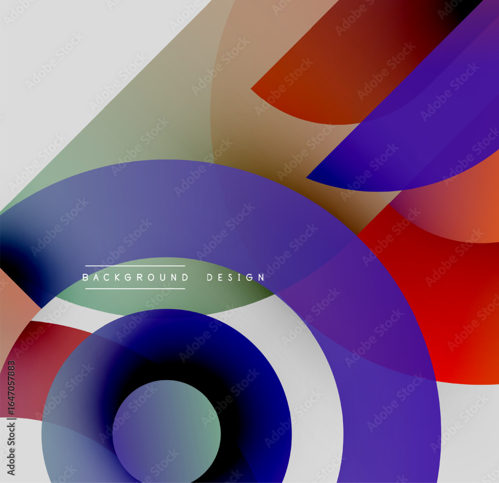 Poster abstract colorful layers create dynamic composition. overlapping circles, lines form modern backgrou