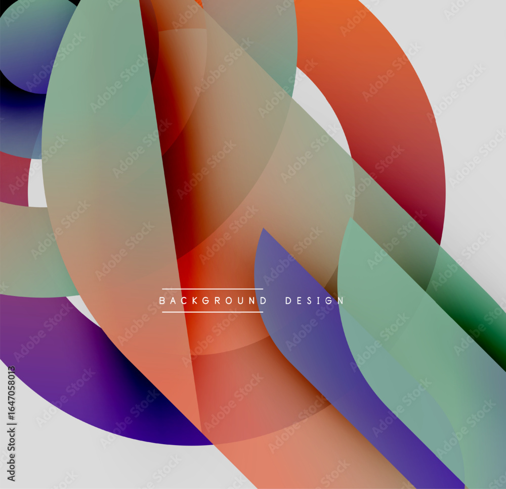 Poster abstract colorful overlapping shapes create dynamic visual effect. smooth gradients, modern design, 
