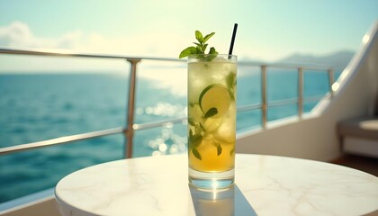 "Mojito Mocktail Drink with Mint and Lime at Seaside Restaurant"