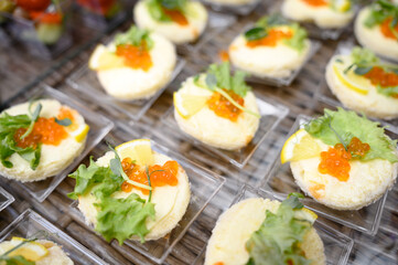 canapes with cream and cheese