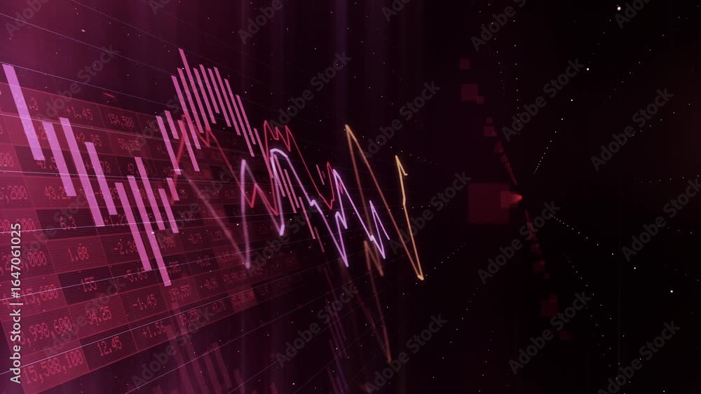 Aufkleber dynamic stock market data visualization: abstract financial charts, glowing lines, and data streams 