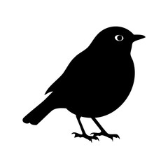 Silhouette of a Robin Bird Perched on its Feet, a Simple Illustration