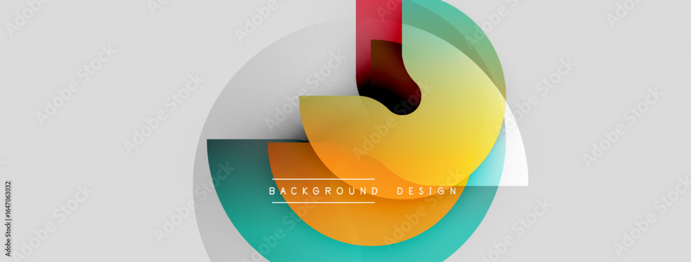 Poster abstract geometric shapes overlap creating vibrant color gradients. modern design elements suggest d