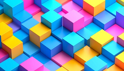 Fototapeta premium Vivid Colorful Cubes Abstract Geometric Pattern