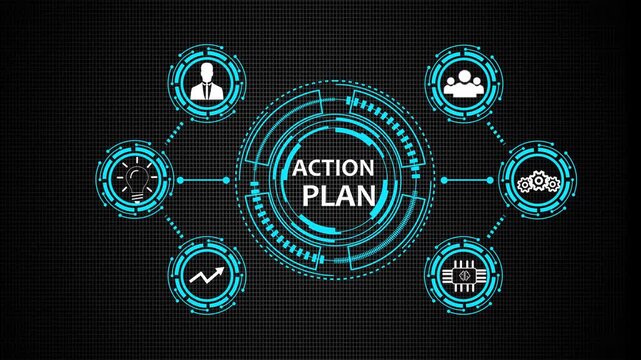 Action plan strategy goals implementation business hand planning checklist success concept management organization target progress development teamwork chart growth idea motivation vision