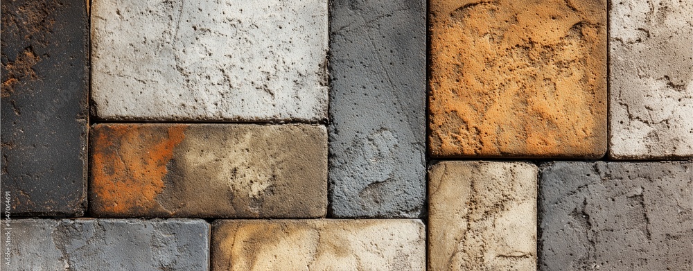 Poster tiled surface: a detailed close-up captures the timeless beauty of a textured tiled surface, showcas
