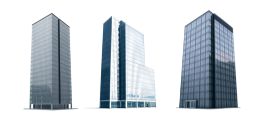 Modern skyscrapers reaching for the sky on transparent background