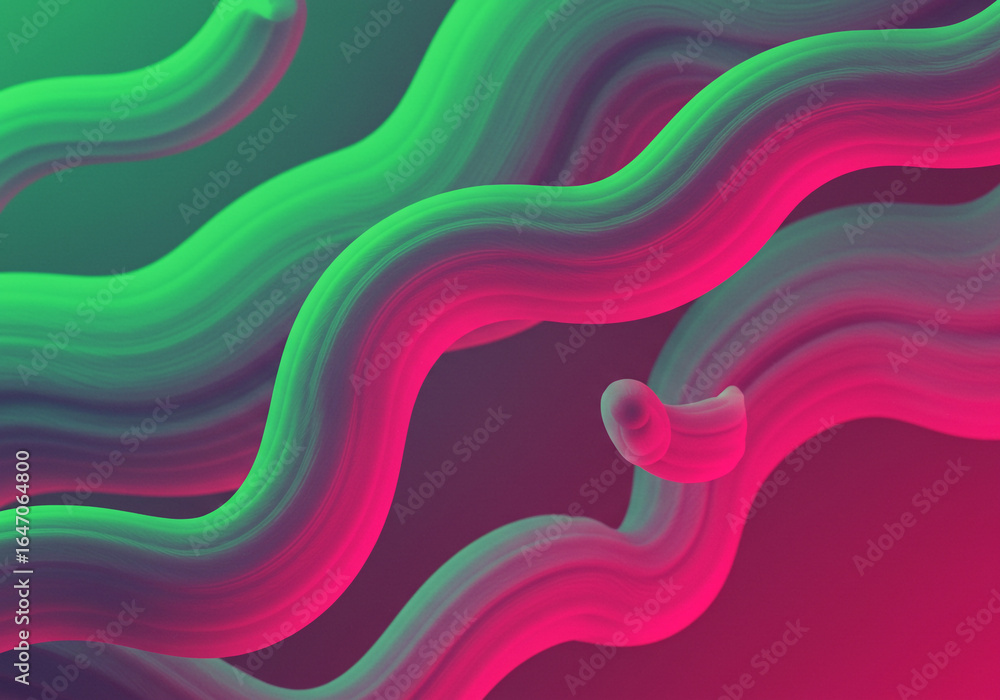 Poster abstract gradient waves in green and pink creating a dynamic and fluid background effect
