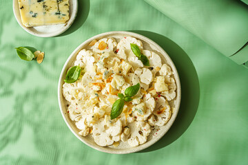 fresh cauliflower salad with cheese