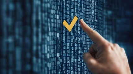 Digital Authentication Process on Blue Background for Securing Electronic Documents Effectively