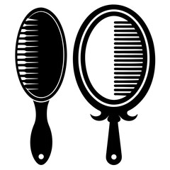 Mirror and Comb vector clean black silhouette design white background