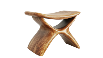 Wooden stool with a beautiful curved design, highlighting fine craftsmanship suitable for contemporary spaces