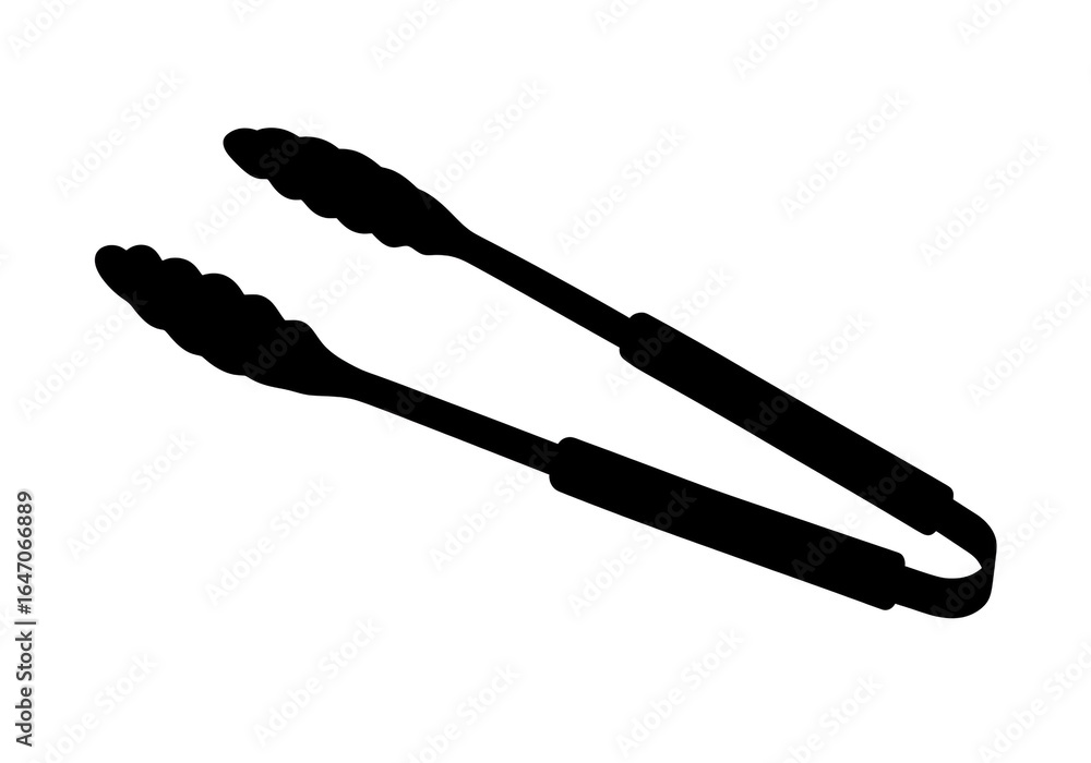 Poster a silhouette of tongs with scalloped edges and a simple design on a white background