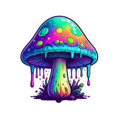 Psychedelic Glowing Dripping Mushroom Sticker