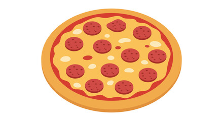 Delicious Pepperoni Pizza Illustration with Cheese and Crust on a White Background