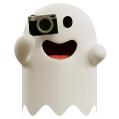 3D emoji ghost taking photo