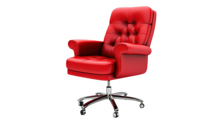 Obraz premium Stylish red leather chair with a comfy design, perfect for enhancing any office or study area