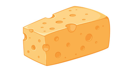 Cartoon Cheese Wedge Illustration with Holes on White Background for Food Concepts