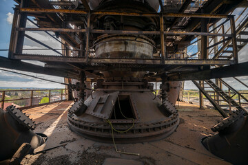 Abandoned Heavy Industrial Ruins with Large Blast Furnace in Steelworks