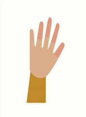 Obraz premium Cartoon hand raising, light beige skin, muted gold sleeve