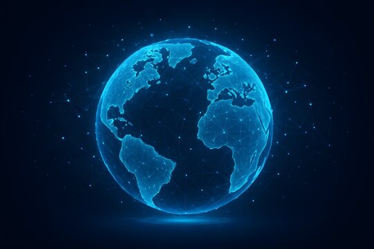Futuristic Holographic Globe with Digital Network Connections - Powered by Adobe