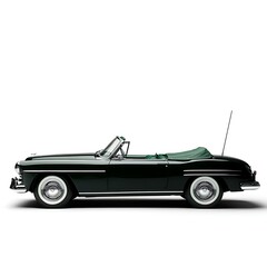 Obraz premium Vintage Black Convertible Car with a Stylish Green Soft Top